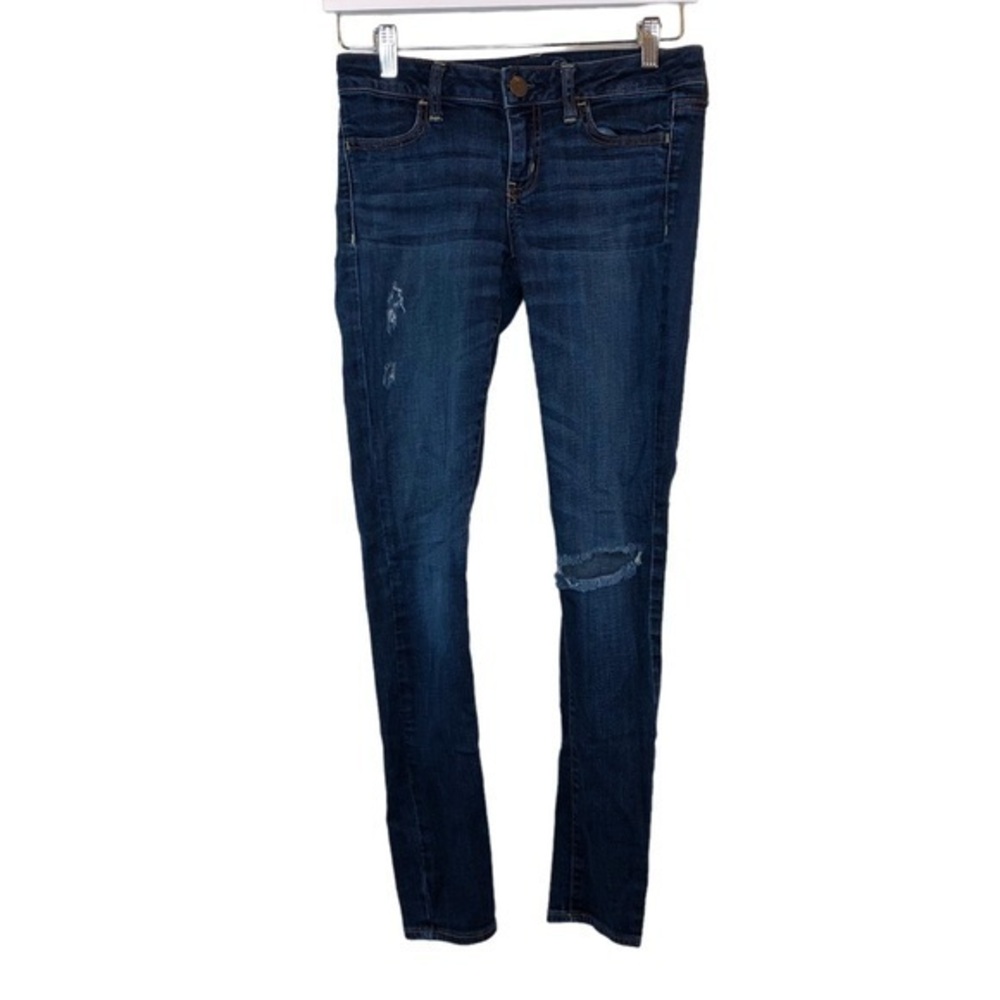 🔴4/$25 American Eagle Stretch Jegging Denim Distressed Jeans Blue